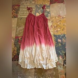 DAVI & DANI Coral/Pink and White Midi Dress Women's L NWT